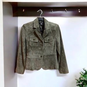 Deane & White Ladies Vintage Army Green Leather (Suede) Jacket